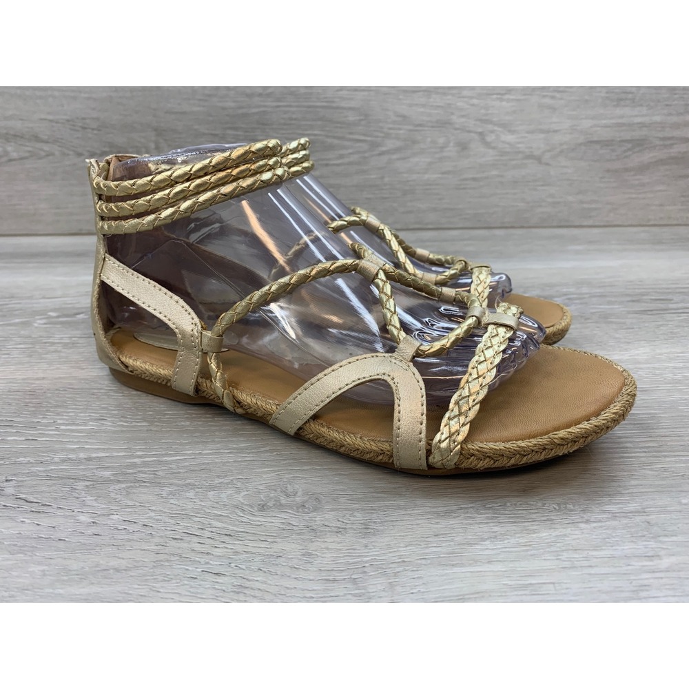 b.o.c. Born Concept Women's Sandals Gold Metallic Braided Gladiator 8 Shoes